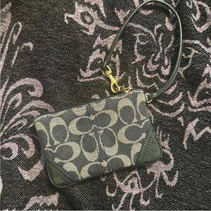 Coach Signature Black Denim Wristlet